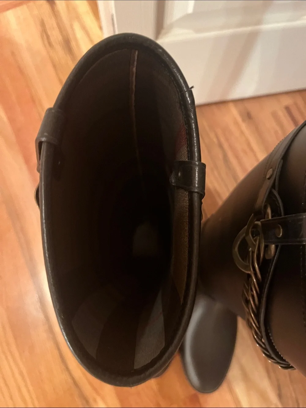 Burberry Black Over-the-Knee Rain Boots with Chain Accent